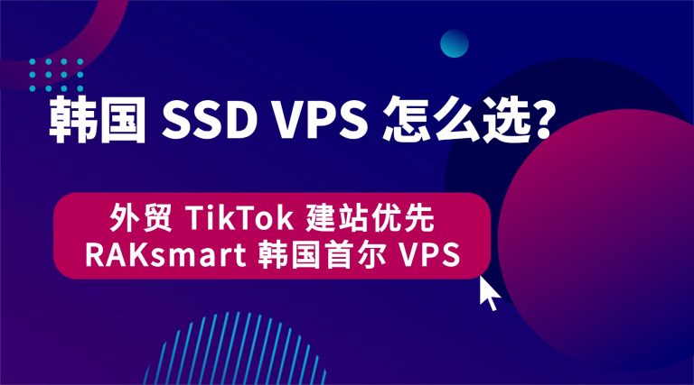 韩国 SSD VPS 怎么选？外贸 TikTok 建站优先 RAKsmart 韩国首尔 VPS